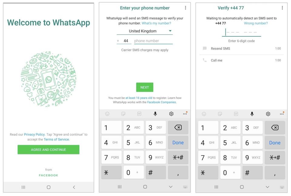 WhatsApp 2FA 전화 번호 확인 프로세스