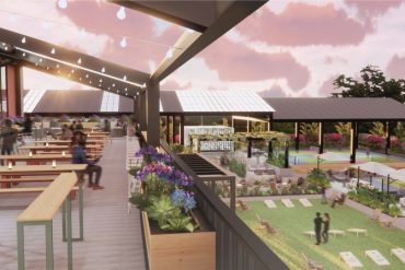 The 4.6-acre pickleball-themed complex will have 12 pickleball courts and a two-story restaurant with a large patio and rooftop bar. (Courtesy Electric Pickle)