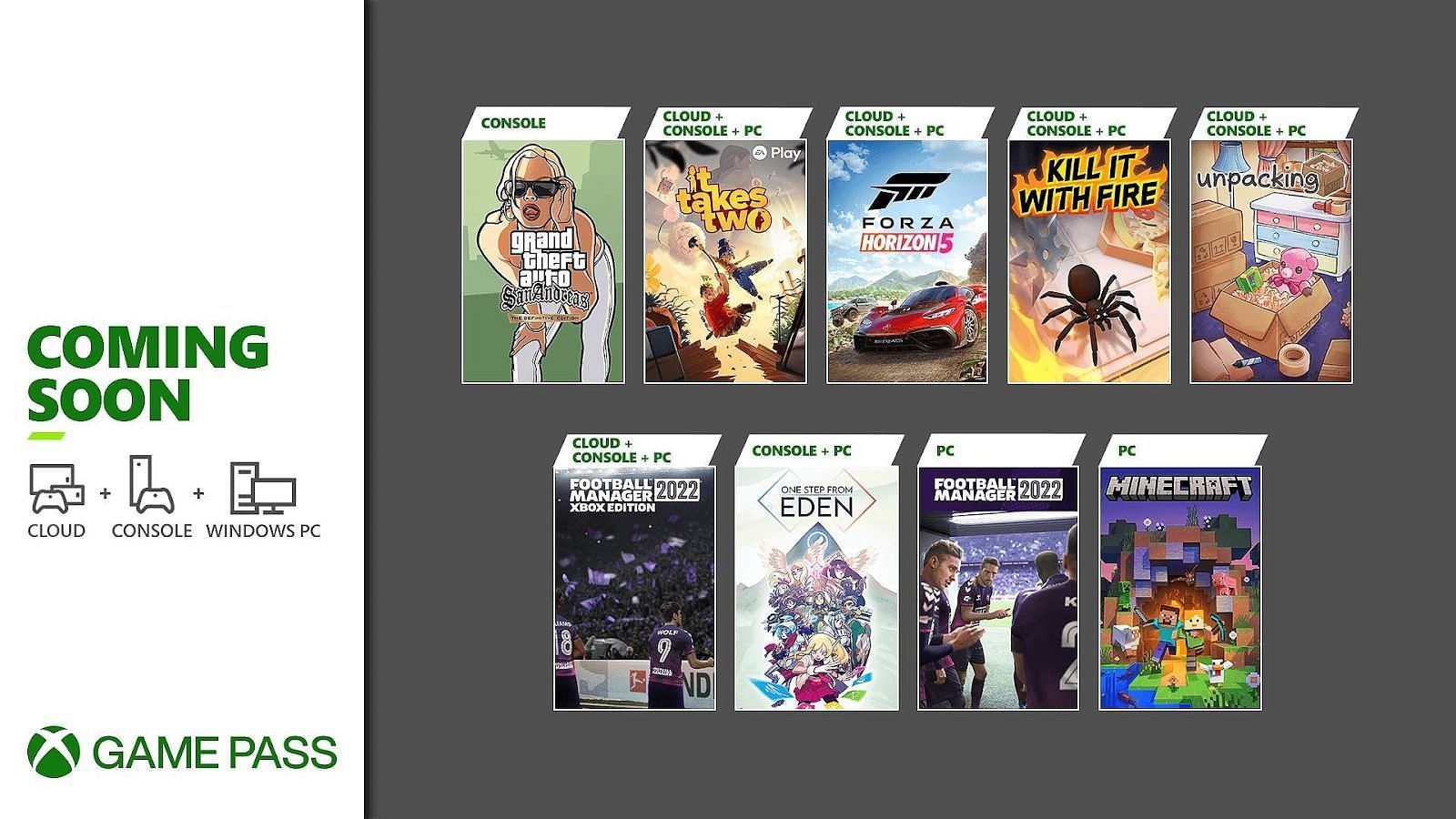 Xbox Game Pass brings GTA San Andreas Definitive Edition, It Takes Two, and Forza Horizon 5 (Image by Xbox)