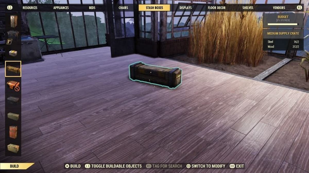 플레이어는 캠프에 중간 보급 상자를 놓을 수 있습니다(이미지 제공 Bethesda).