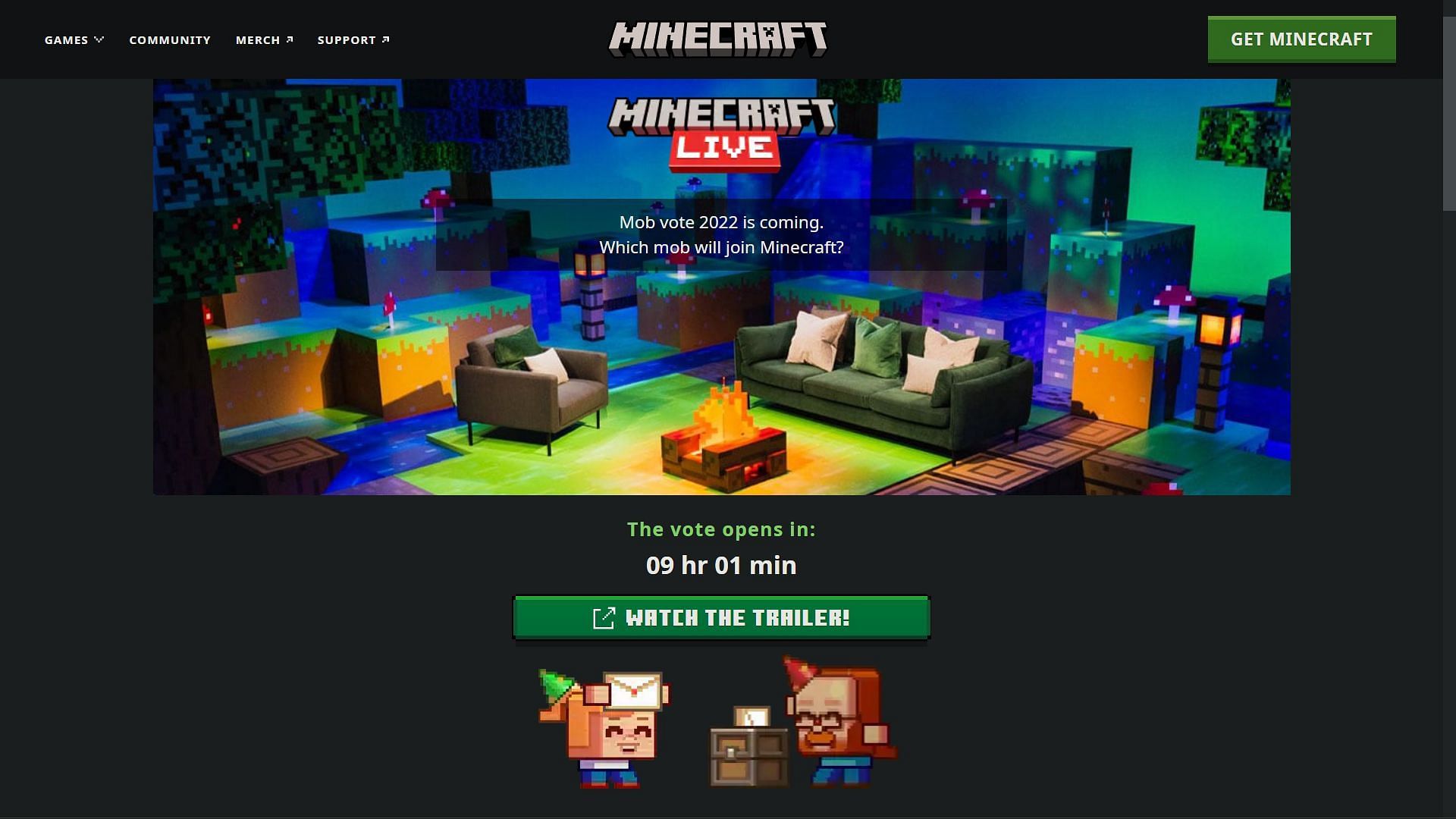 팬들은 공식 Minecraft 웹사이트에서 가장 좋아하는 몹에 투표할 수도 있습니다(이미지: Sportskeeda)