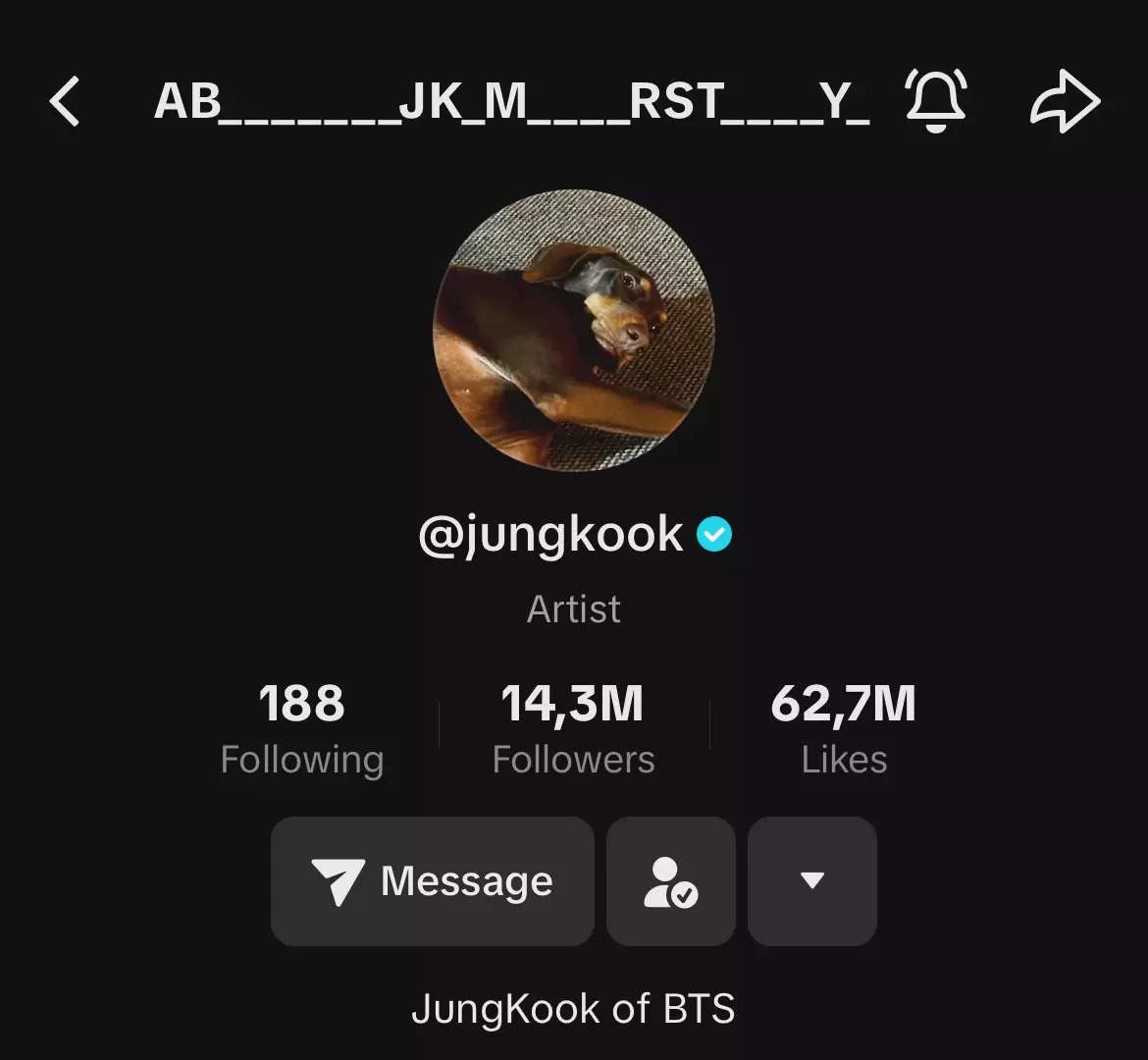 JK가 TikTok 사용자 이름을 변경했습니다.